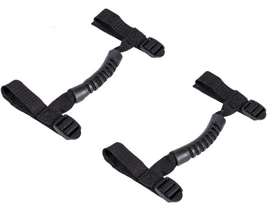 2 pezzi Manubrio Auto Adattabile per Porta Finestrino con Grip Antiscivolo per Jeep Wrangler 1987-2019 YJ TJ LJ JK JL (Nero)