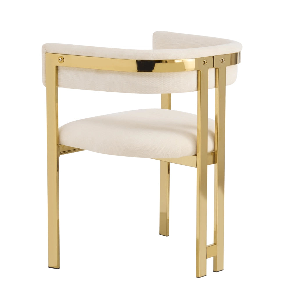 Set di 4 sedie 60x50x76 cm con schienale semicircolare; in chenille beige e oro