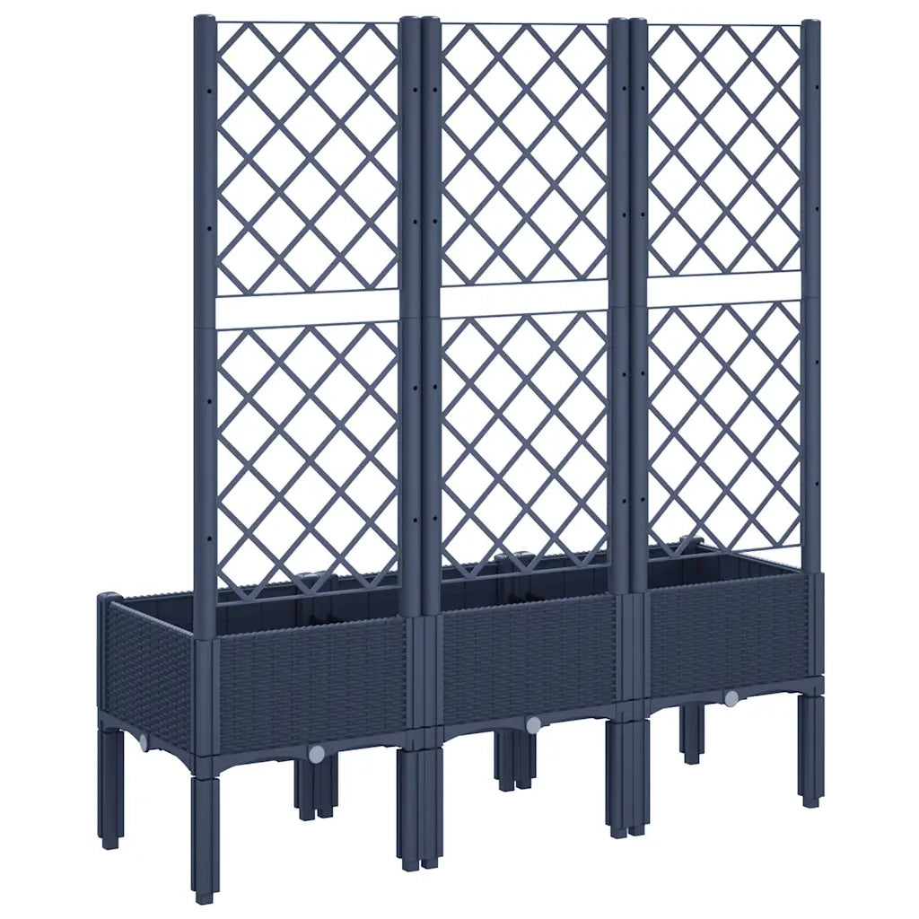 Fioriera | Cassetta per fiori | Vaso Giardino con Traliccio Grigio Blu 120x40x142 cm PP
