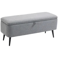 Panca Contenitore in Tessuto Effetto Velluto, per Camera, Soggiorno e Ingresso, 101x38.5x44.5 cm, Grigio