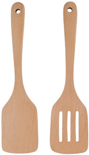 Set di spatole in legno da cucina 2 pezzi - Antiscivolo - Materiale: Beugo - Lunghezza: 30,5 cm