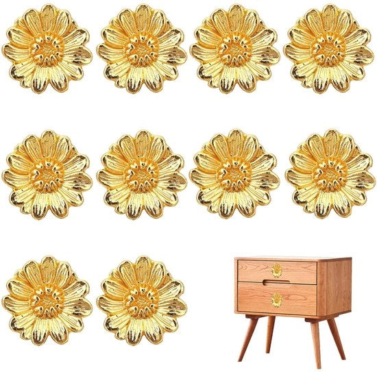 Pommele Deurknoppi in Stile di Fiori - 10 Pezzi - Maniglia a Cerniera in Acciaio Inox - Maniglia per Mobili - Progetto Elegante - Multisize - Maniglie per Porta