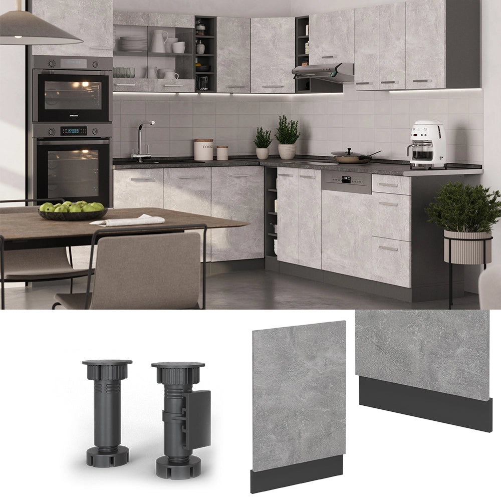 Vicco Pannello frontale per lavastoviglie Calcestruzzo 45 cm senza piano di lavoro