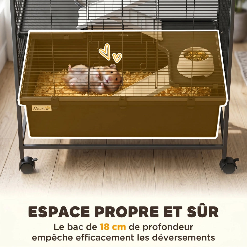 Gabbia per Criceti e Piccoli Animali ¨C Zephmum ¨C Nero, 75x46x94,5cm