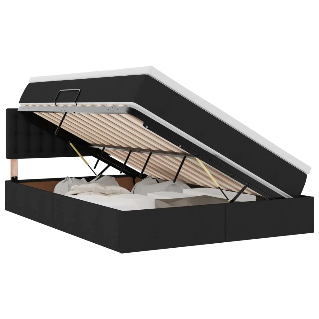 Letto con contenitore e materasso Nero 140 x 190 cm