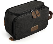 Reistoilette per uomo, tela impermeabile, grande capacità, cassetto di toilette ampio con compartimenti umido e asciutto, organizzatore per accessori di viaggio, rasoio, grigio scuro, grande