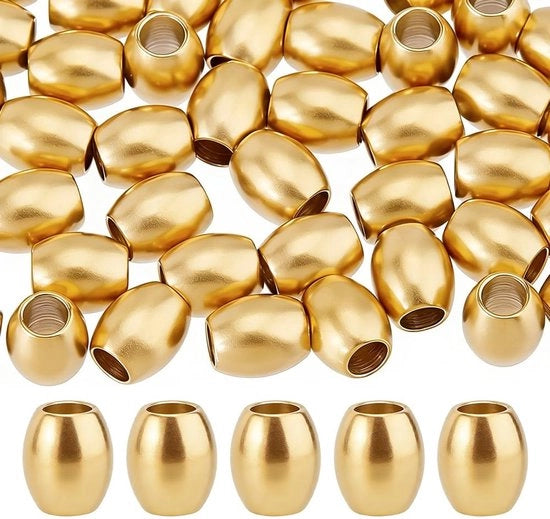 Collana di sostegno per vetrina 40 pezzi - Giri in acciaio inossidabile - Giri dorati - Giri con foro grande - Collane per gioielli da assemblare - 7 x 6 mm, Foro: 3 mm