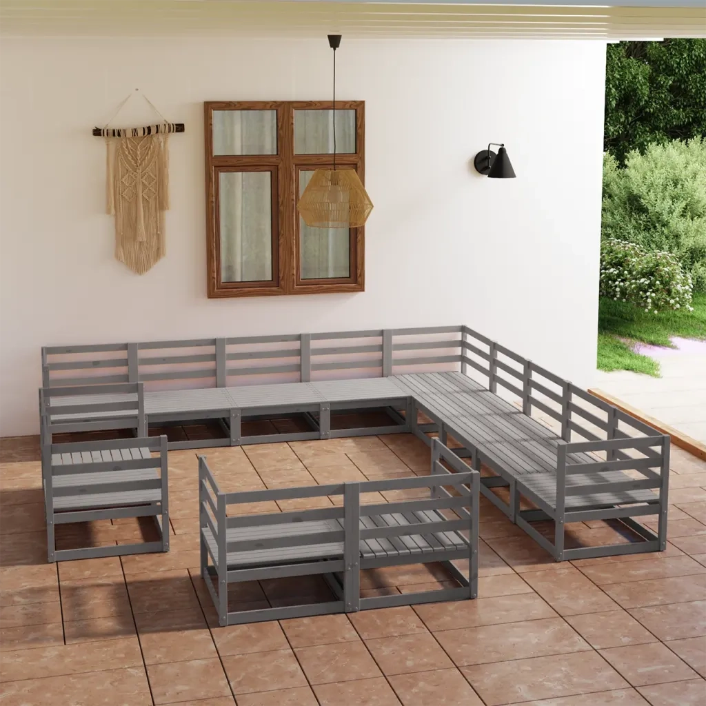 Set Divani da Giardino 13 pz in Legno Massello di Pino  cod mxl 37123