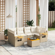 Set Divani da Giardino 7 pz con Cuscini Beige in Polyrattan 3259041