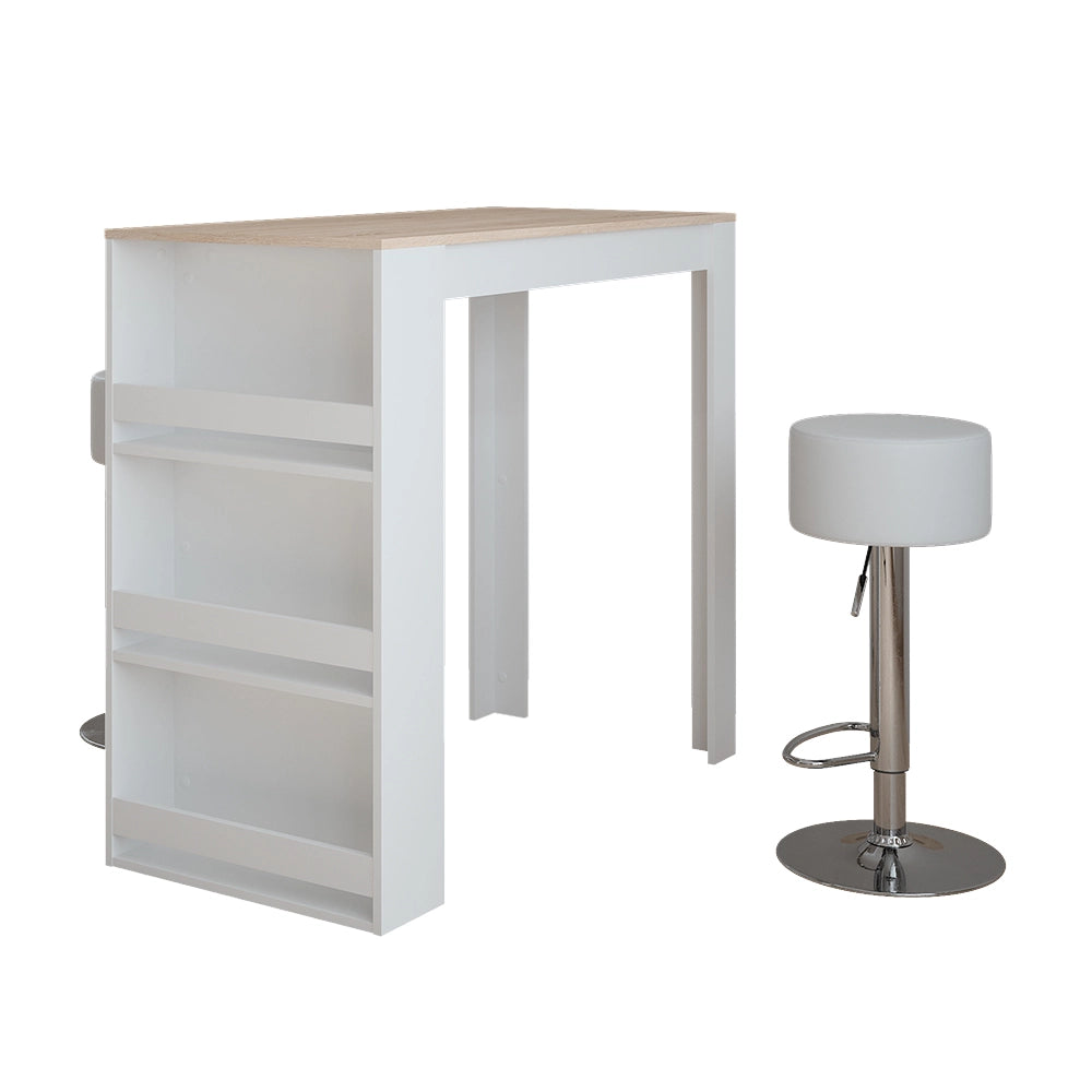 Vicco tavolo bar con sgabelli Bianco/Sonoma 57 x 117 cm con 2 sgabelli da bar