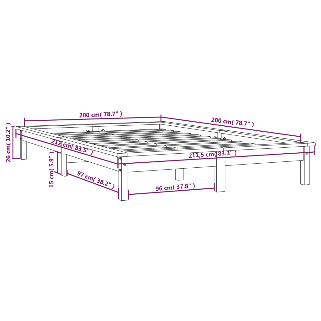 Giroletto senza Materasso-Struttura Letto Ambra 200x200 Legno Massello 471798