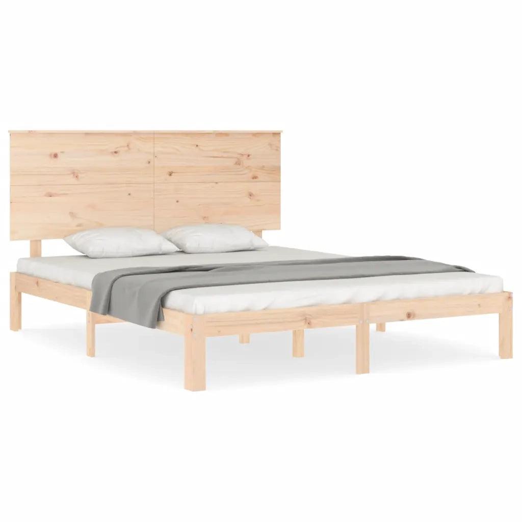 Giroletto con Testiera-Struttura Letto con testiera King Size in Legno Massello 866831