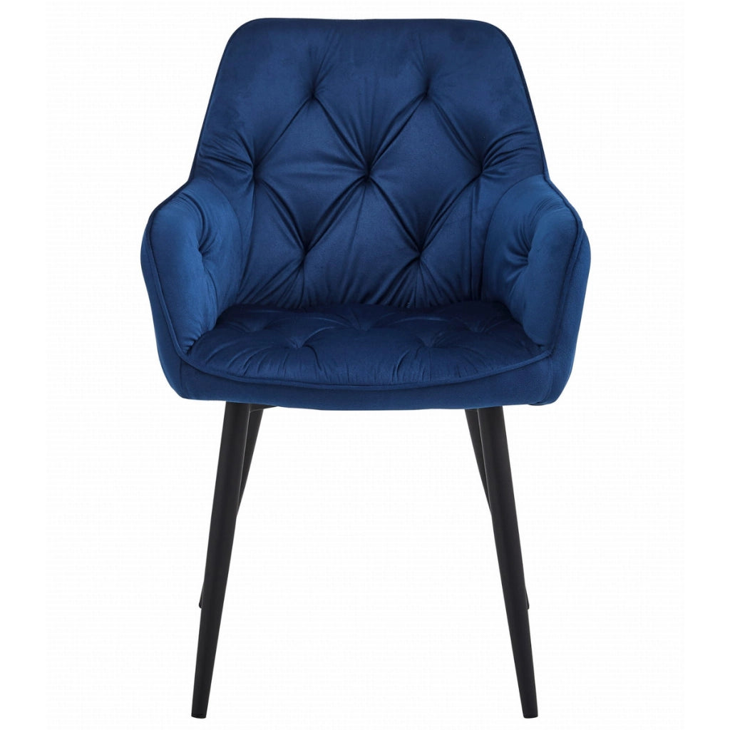 Set di 2 sedie Jork in velluto blu scuro e gambe nere