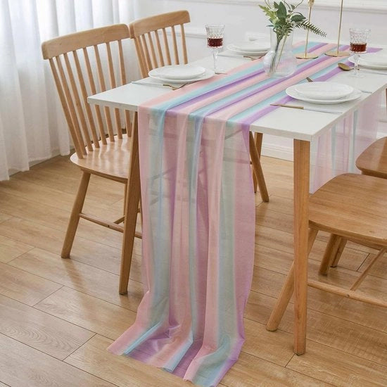 Tavolo da pranzo con tenda regalo 4m x 70cm Tavolo da pranzo con tenda in chiffon colorata e stoffa lavabile