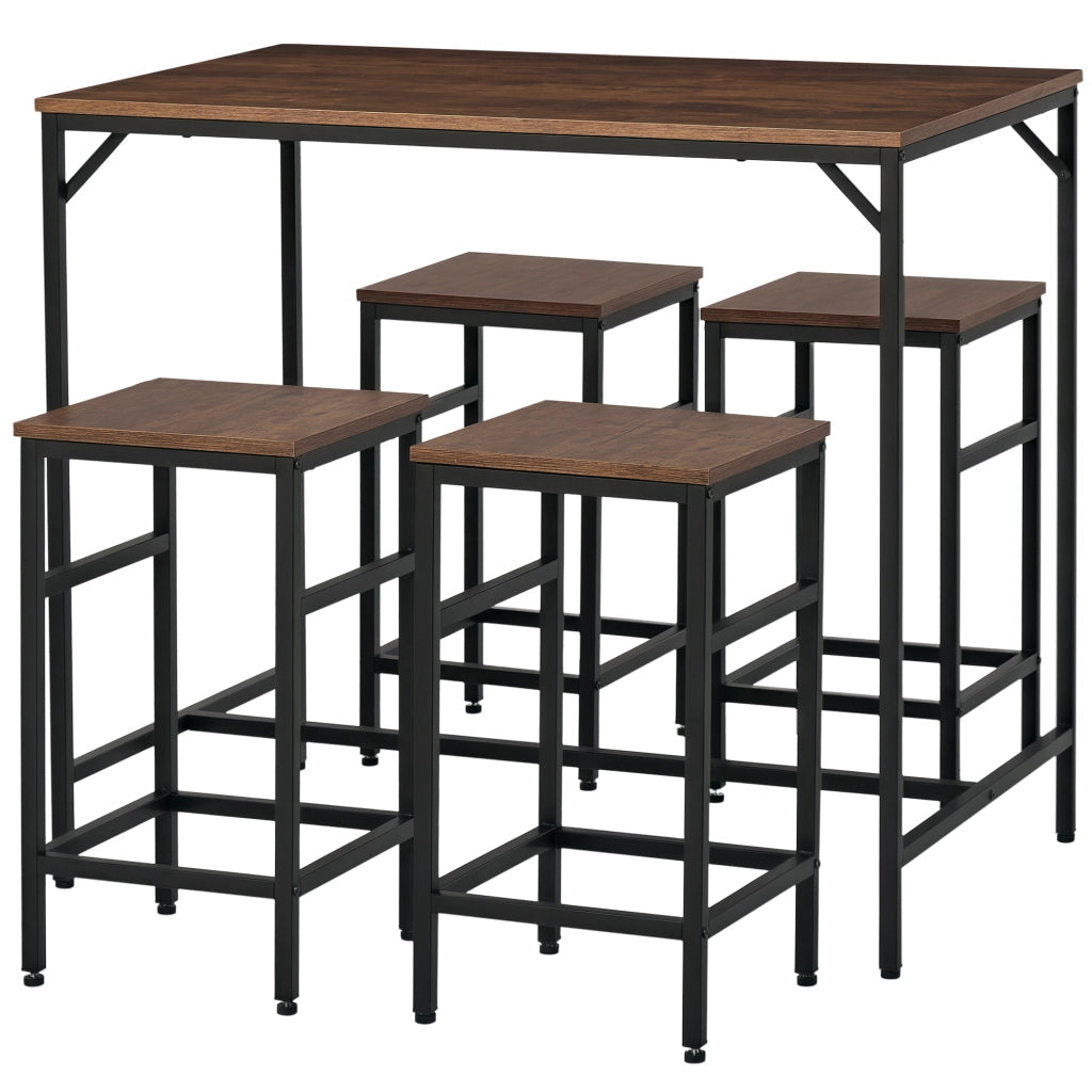 Tavolo alta cucina con 4 sgabelli ¨C zephmum ¨C marrone rustico