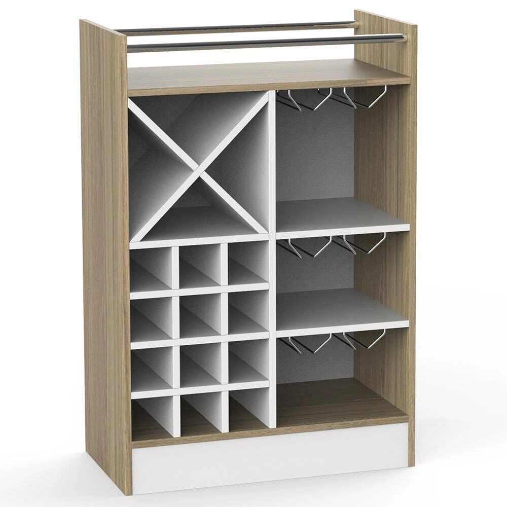 Mobile Bar Cantinetta Bottiglie Vino Legno Cantina 20 Posti Porta Calici Quercia