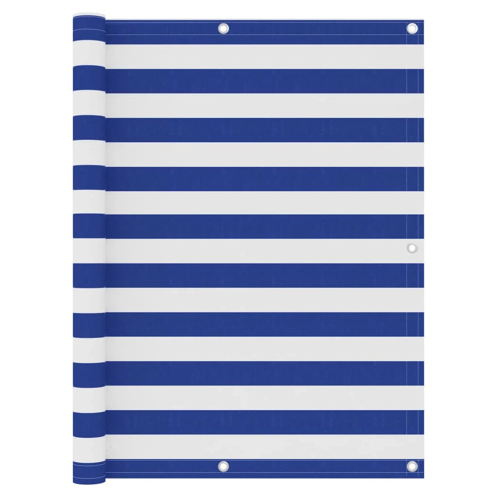 Paravento per balcone frangivista 120 x 600 cm tessuto Oxford bianco e blu 02_0010065