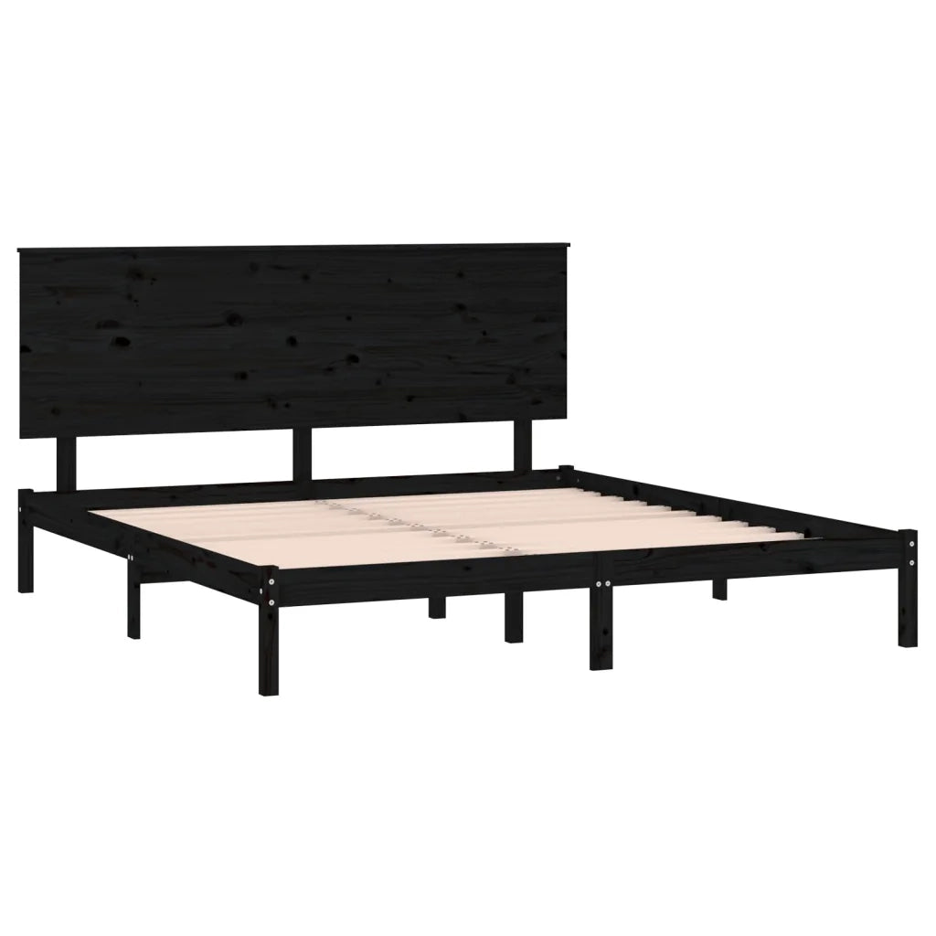 Giroletto Nero in Legno Massello di Pino 200x200 cm 3104827