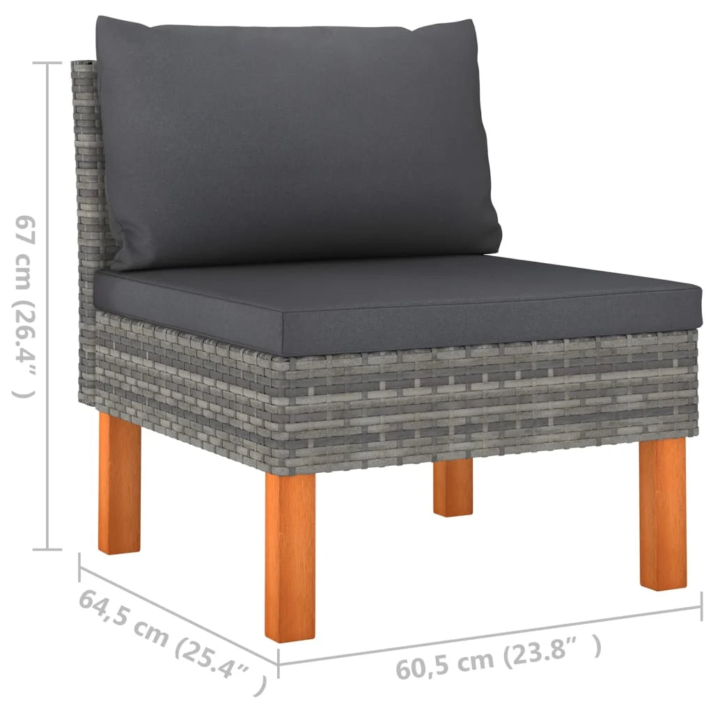Set di mobili da giardino mobili da esterno set da 6 pezzi resina intrecciata e legno di eucalipto grigio 02_0017053