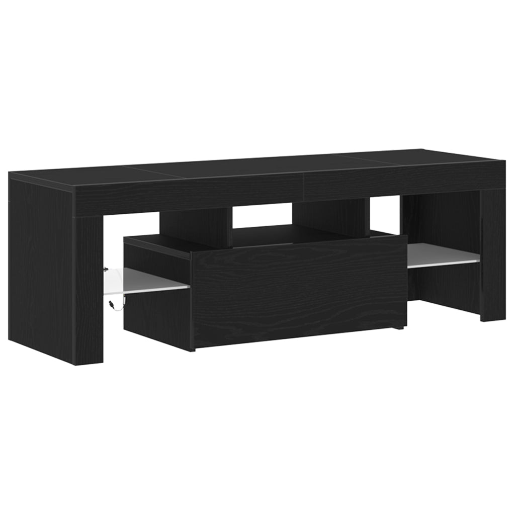 Mobile TV  con luci LED - Nero Rovere 120x35x40 cm