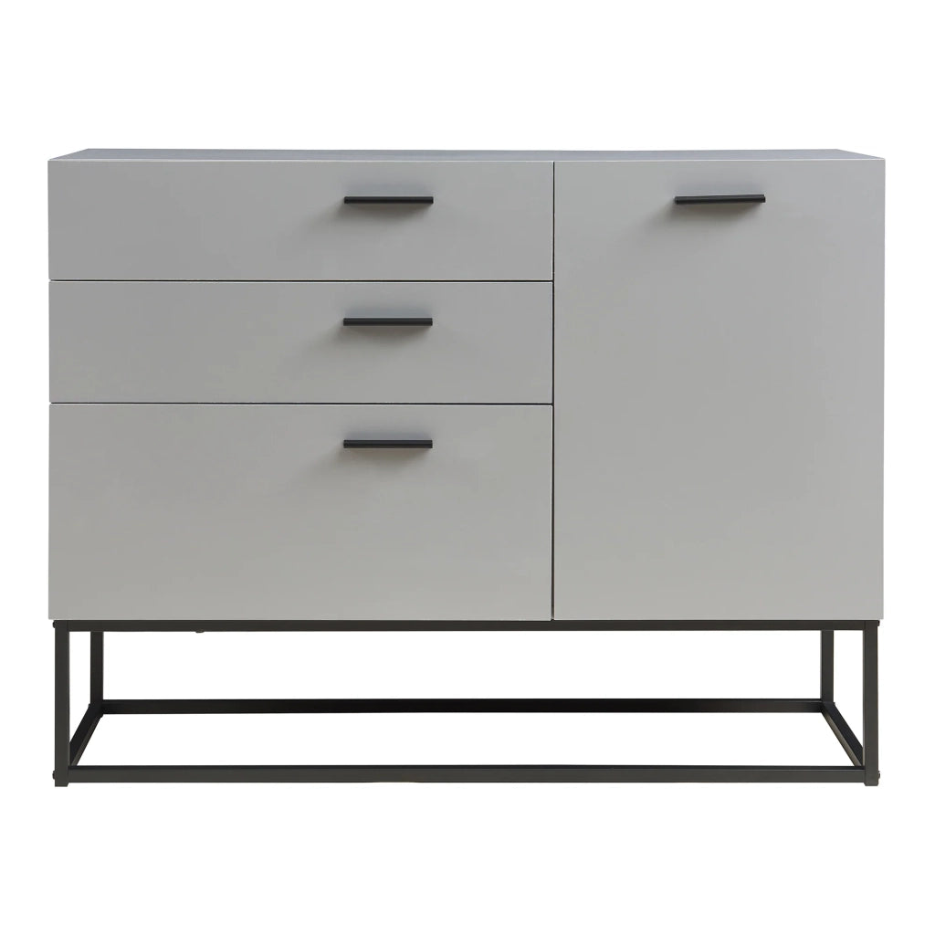 Credenza/cassettiera/mobile contenitore 75 x 100 x 35 cm per soggiorno ingresso camera da letto grigio chiaro 03_0009032