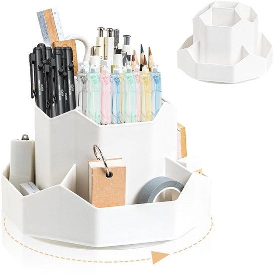 Organizzatore da ufficio, 360 gradi girevole astuccio per penne, grande astuccio per penne con 9 compartimenti, astuccio per penne per ufficio, scuola, casa, matite, attrezzature da ufficio