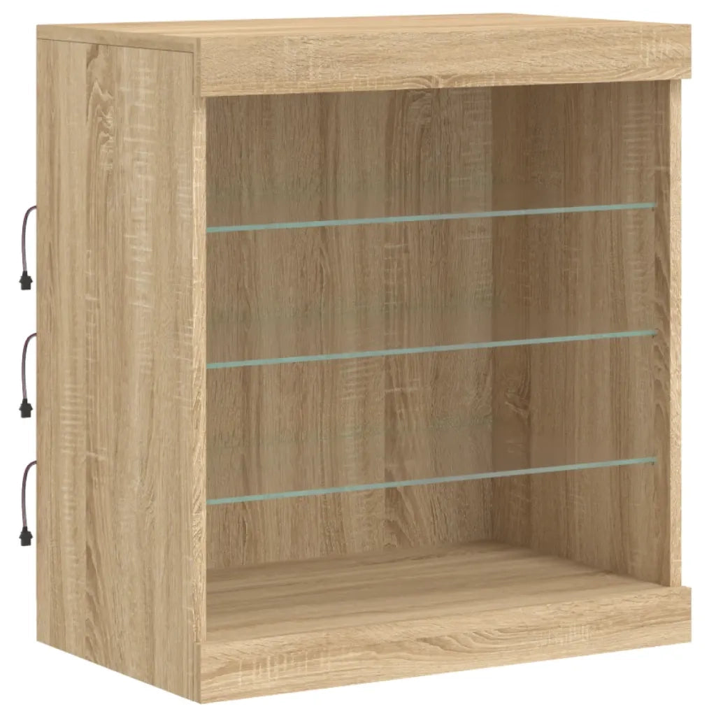 Credenza con Luci LED-Buffet-Armadio da cucina Rovere Sonoma 60,5x37x67 cm