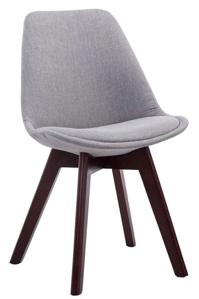 Set di 4 Sedie Visitatore Tessuto Borneo grigio,noce