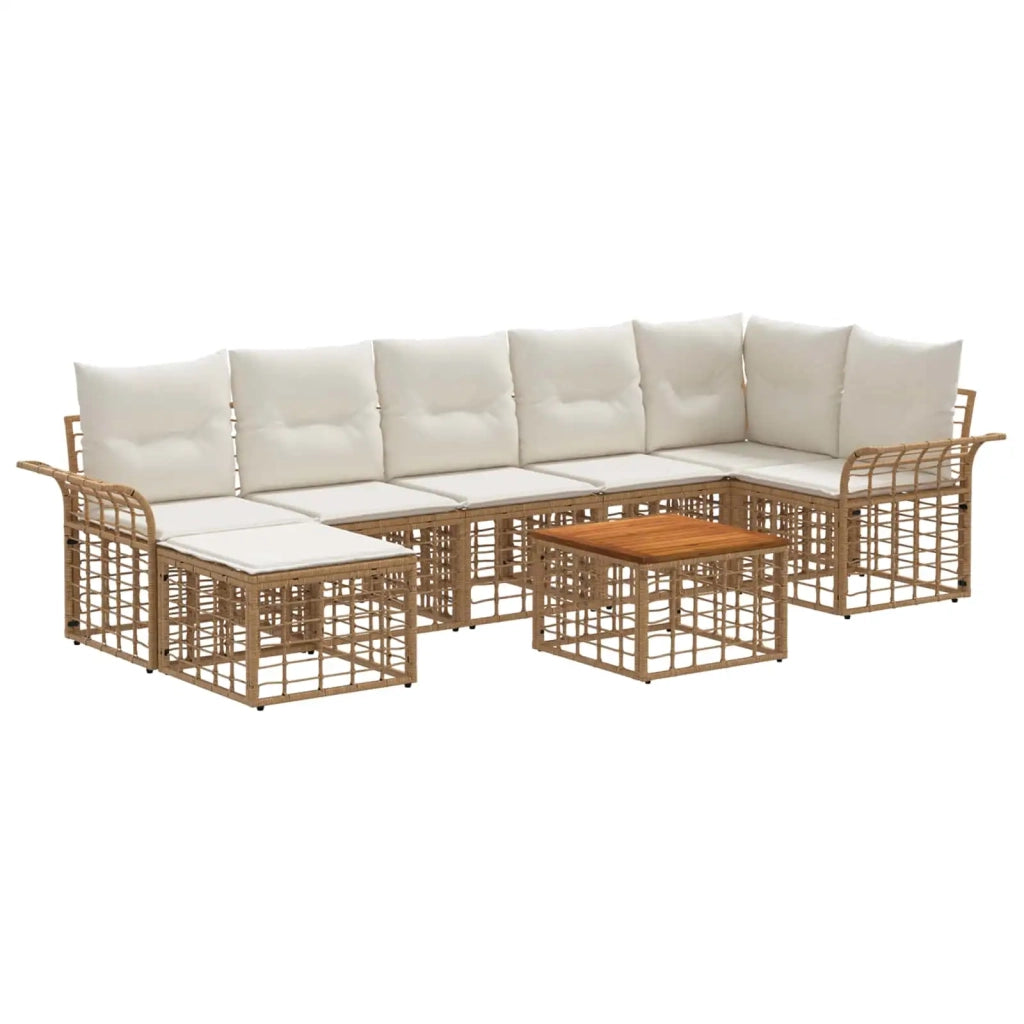 Set di divani da esterno 8 pcs Naturale e Bianco Crema 3437740