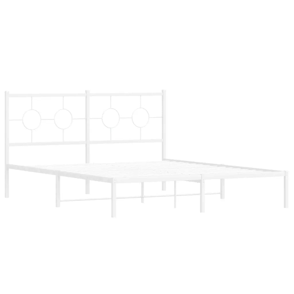 Giroletto con Testiera-Struttura Letto con testiera Metallo Bianco 150x200 cm 222345