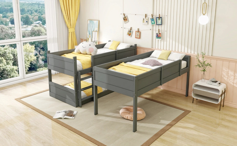 LETTO A CASTELLO TRIPLO 90 x 200 cm Grigio in legno
