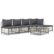 Set Divani da Giardino 6 pz | Set Salotto da Giardino con Cuscini Antracite in Polyrattan