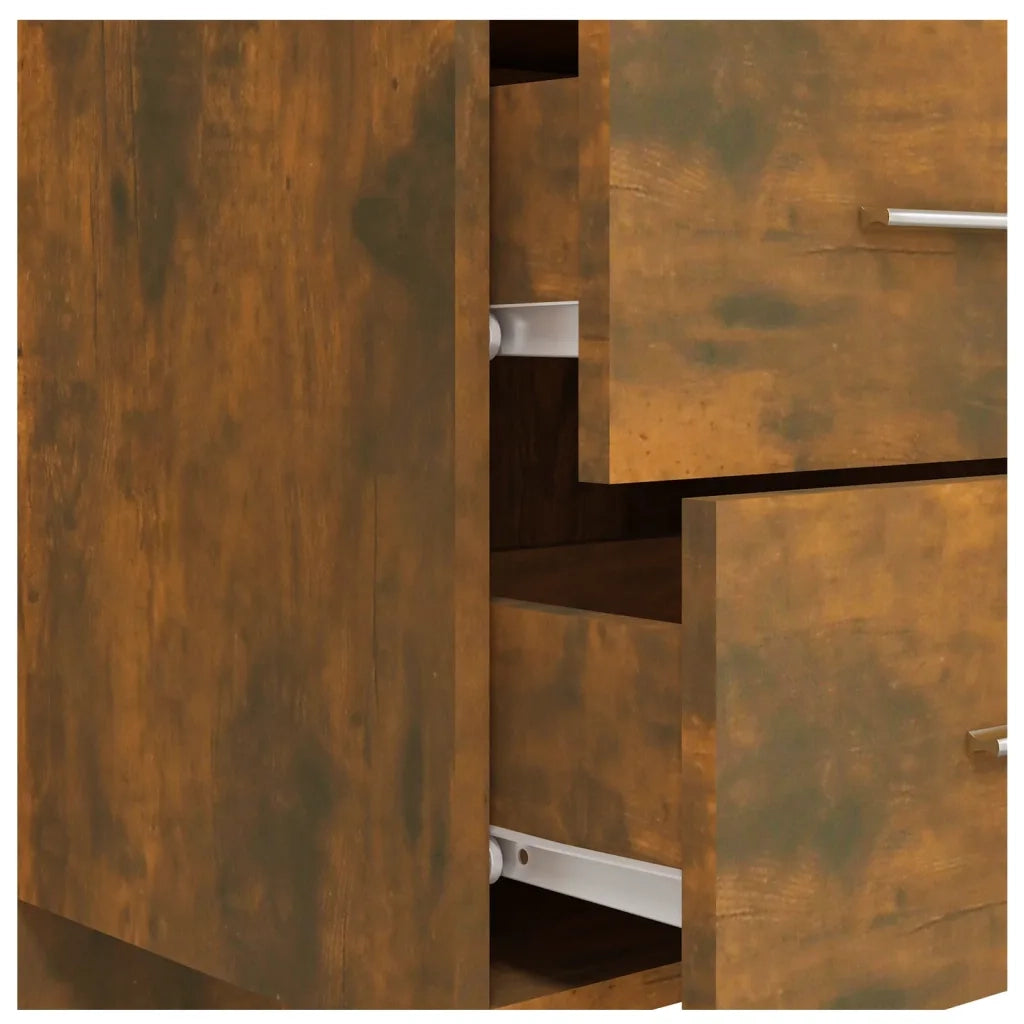 Testiera Letto con Comodini-Testiera con Contenitore in Legno Multistrato Rovere Fumo 963028