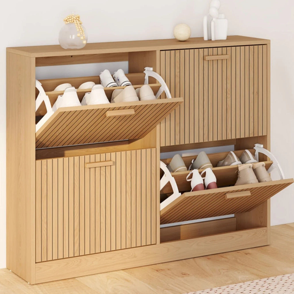 IDMarket - Scarpiera JULIETTE da 20 pezzi con 4 ante a doghe in rovere