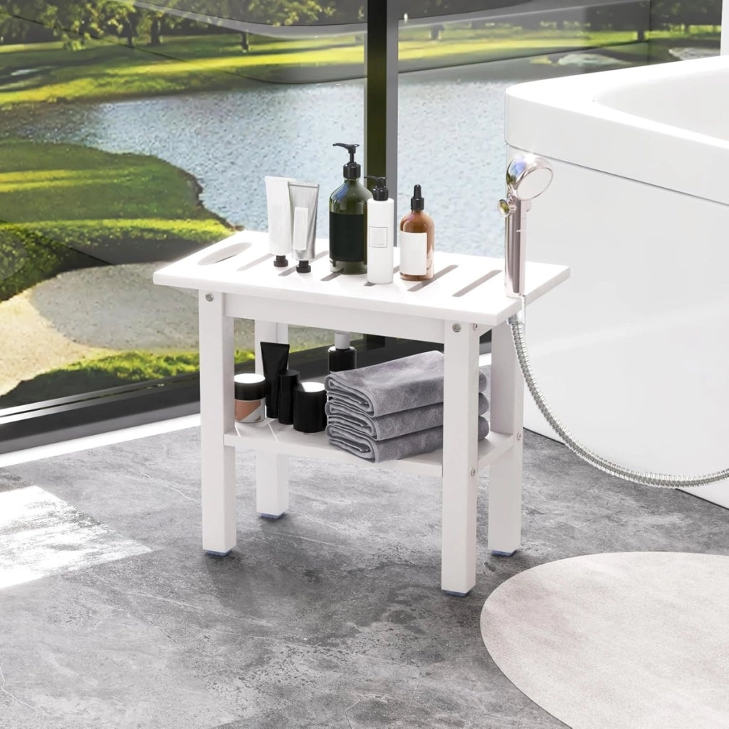 Panca per doccia interna, Sgabello da bagno impermeabile in HDPE con supporto per doccia Bianco-Sedie per doccia