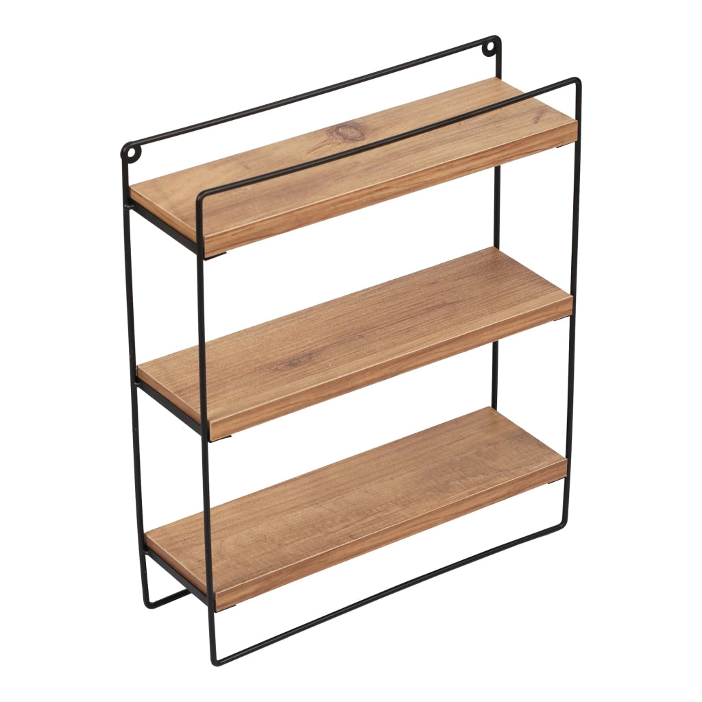 Mensola da parete Skovbo a 3 ripiani 43 x 37,5 x 11 cm effetto legno nero 03_0007049