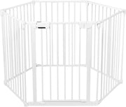 Cancelletto di Sicurezza per Animali, Cancelletto da Interno ed Esterno, Barriera in Acciaio Pieghevole e Trasformabile in Diverse Forme, Ideale per Porte e Scale, Bianco