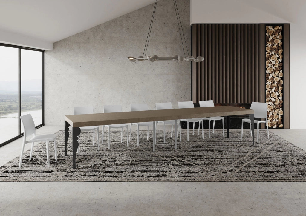Tavolo Allungabile 120/380x90 cm Paxon Premium Tortora Gambe Antracite