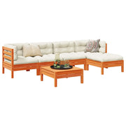 Set Divani Giardino 6pz con Cuscini Marrone Cera Massello Pino