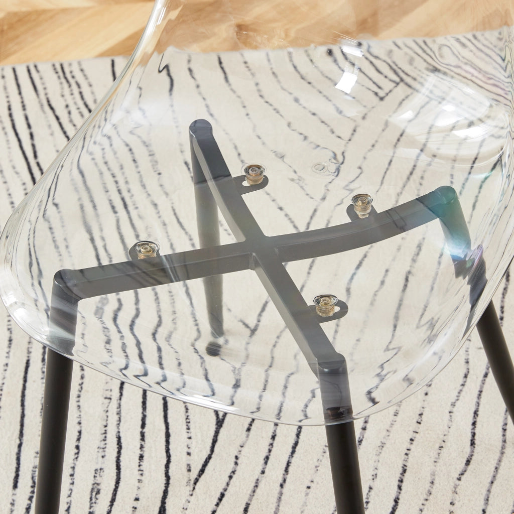 Tavolo da pranzo rotondo con sedie ¨C MINIMAL ¨C Vetro temperato 85 cm, 4 sedie trasparenti