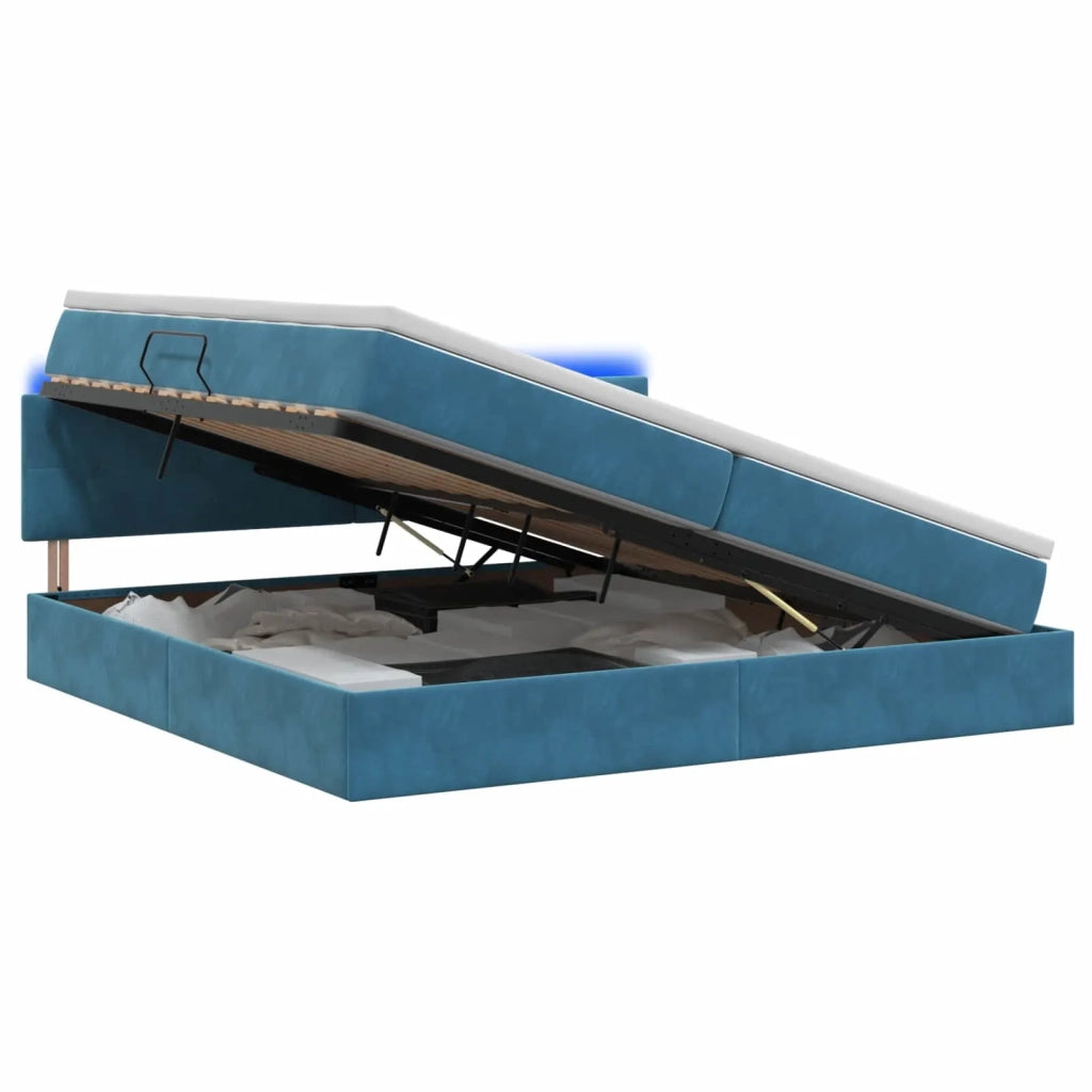 Letto con contenitore LED e materasso Blu Scuro 200 x 200 cm 3459274