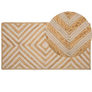 Tappeto tappetino Tappeto Beige Cotone Iuta Motivo Geometrico 80 x 150 cm Rustic Boho