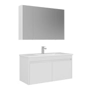 Set mobile lavabo con specchio (2 pezzi) "Arno 100" - 100 x 45 x 52 cm - Bianco