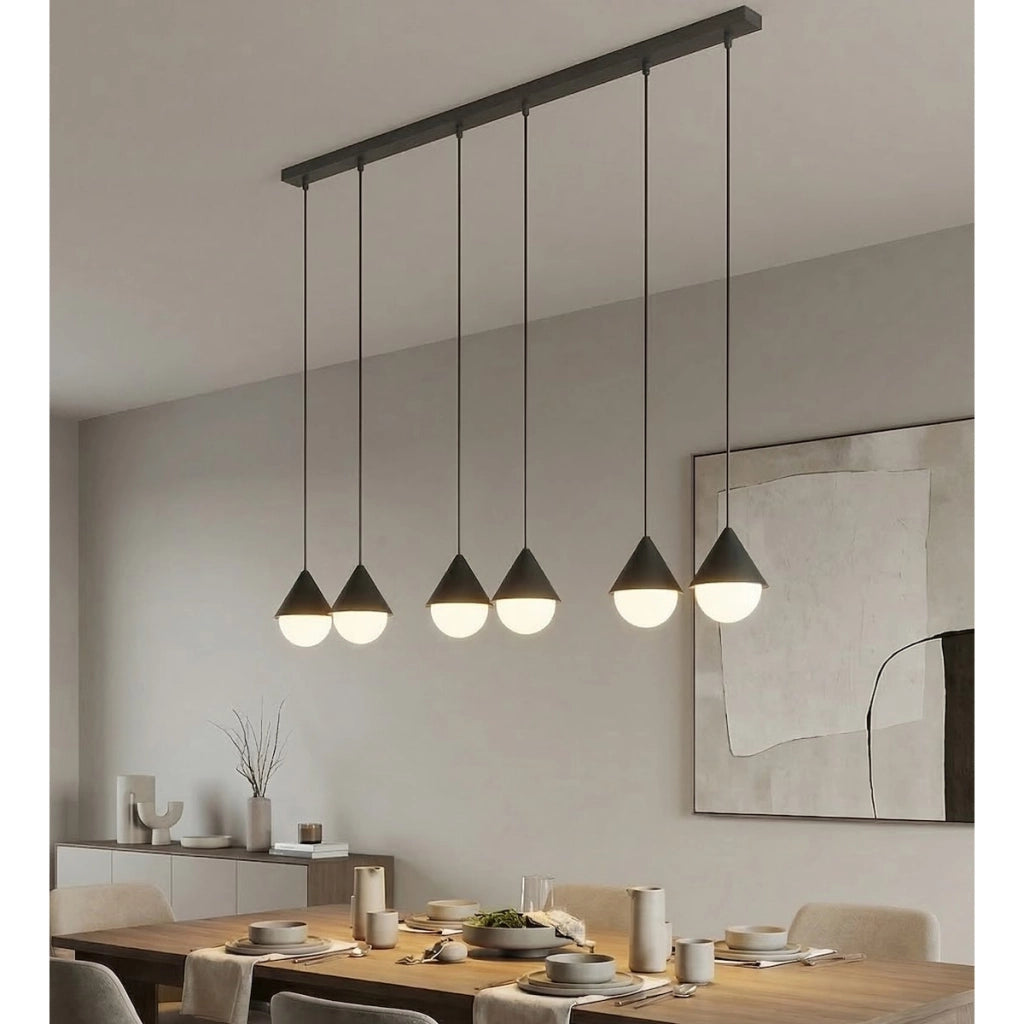 Lampada a sospensione Giro in acciaio nero e vetro