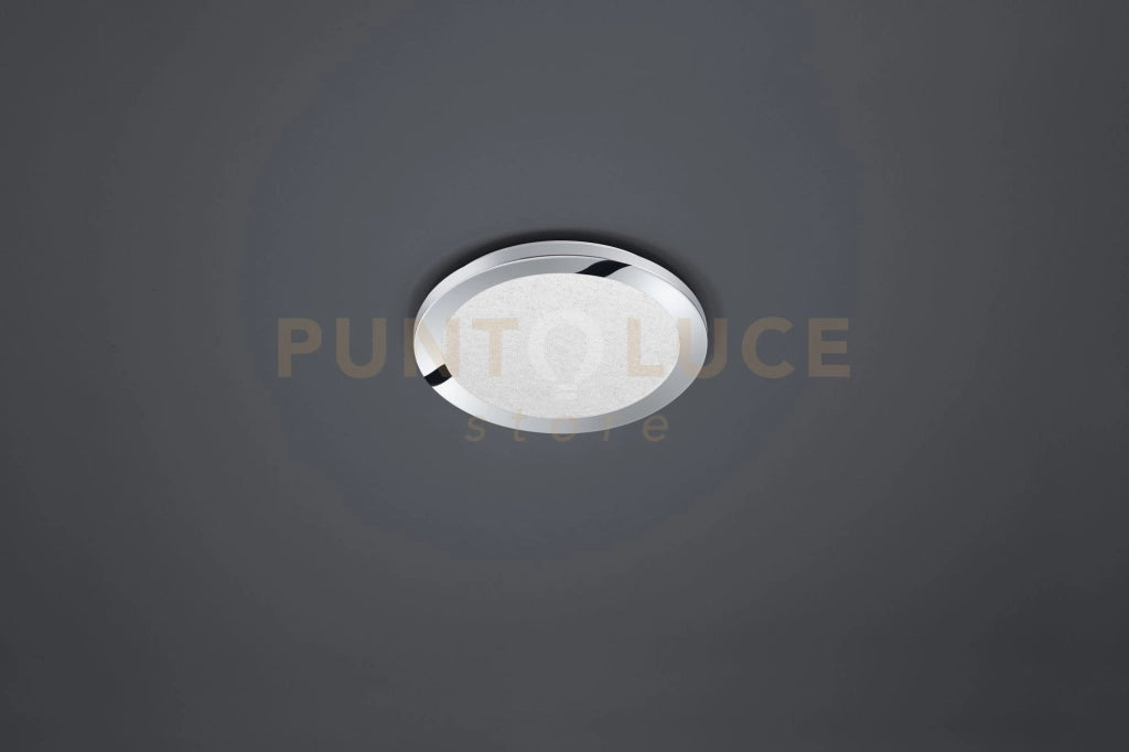 CESAR PLAFONIERA LED ROTONDA BORDO CROMATO EFF.CRISTALLO DIMMERABILE CON INTERRUTTORE A SCATTO IP44 D. 26CM 13W · 1x 1500lm, 3000K