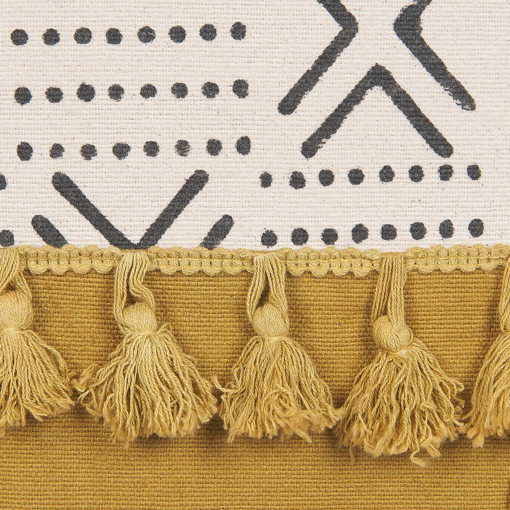 Set di 2 cuscini decorativi cotone bianco e giallo 45 x 45 cm motivo geometrico stampa blocchi stile boho accessori