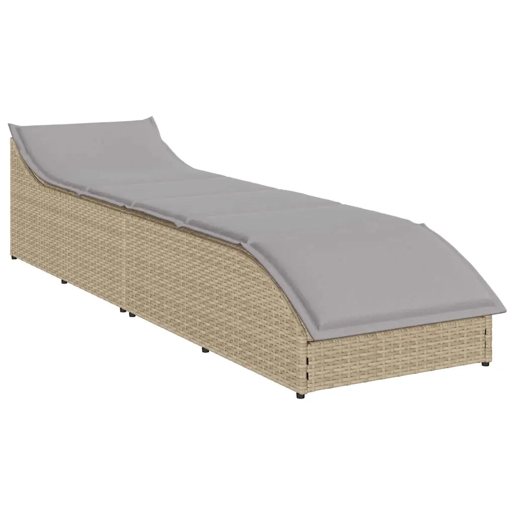 Lettino Prendisole Pieghevole con Cuscino e Portaoggetti Beige 4104223