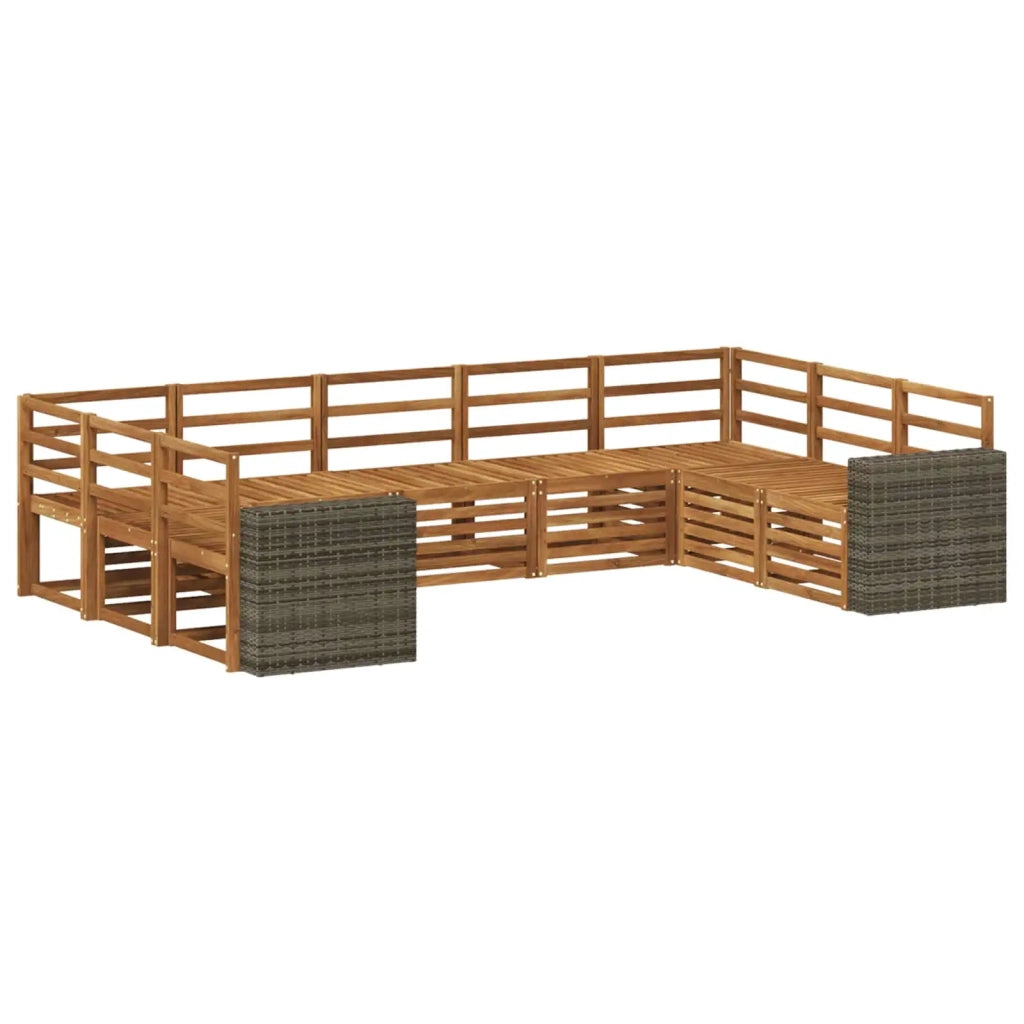 Set divano sezionale 9 pcs Naturale Legno di Acacia Massello 3384845