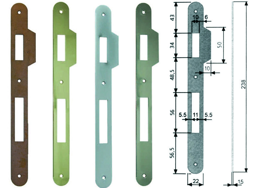 CONTROPIASTRA CON ALETTA PER SERRATURA PATENT A BUSSOLA BORDO TONDO- - acciaio bronzato (B.00590.11.02) - 5 pezzi AGB