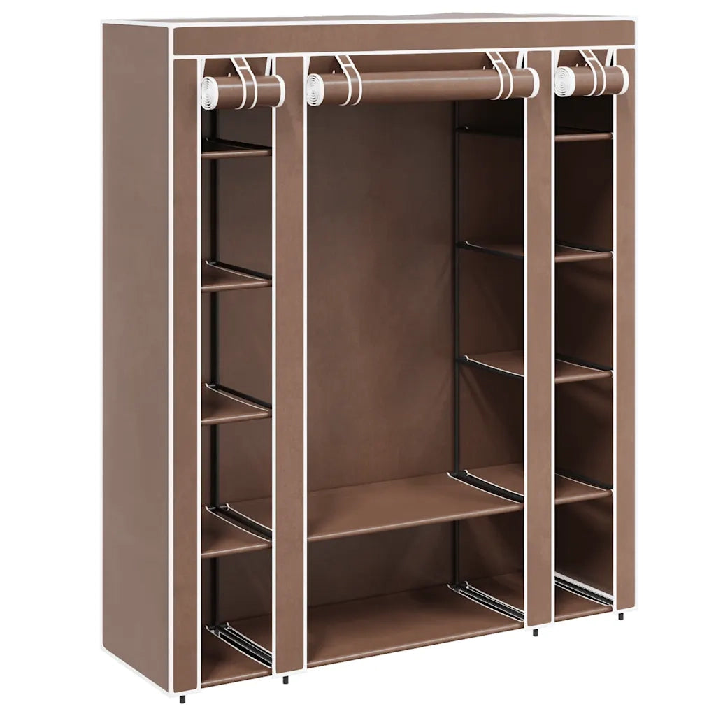 Armadio in Tessuto con Scomparti e Aste 45x150x176 cm Marrone 240496